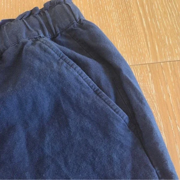 Loft Navy Linen Blend Pull On Pants Elastic Waist Women's Petite Medium - Picture 4 of 6